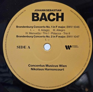 J. S. Bach. Concentus Musicus Wien. Nikolaus Harnoncourt. Brandenburg Concertos Nos. ( 2LP )