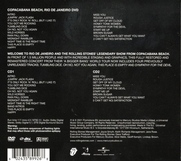 The Rolling Stones - A Bigger Bang. Live On Copacabana Beach (Box set) (DVD + 2CD)