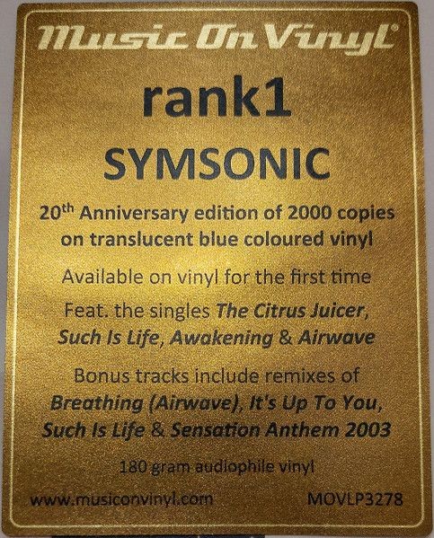 Rank 1 - Symsonic (Limited Edit) (Numbered) (20th Anniversary) (color) (2LP)