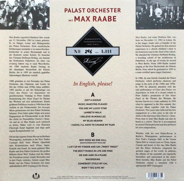 Palast Orchester Mit Max Raabe – In English, Please! (color) (LP)