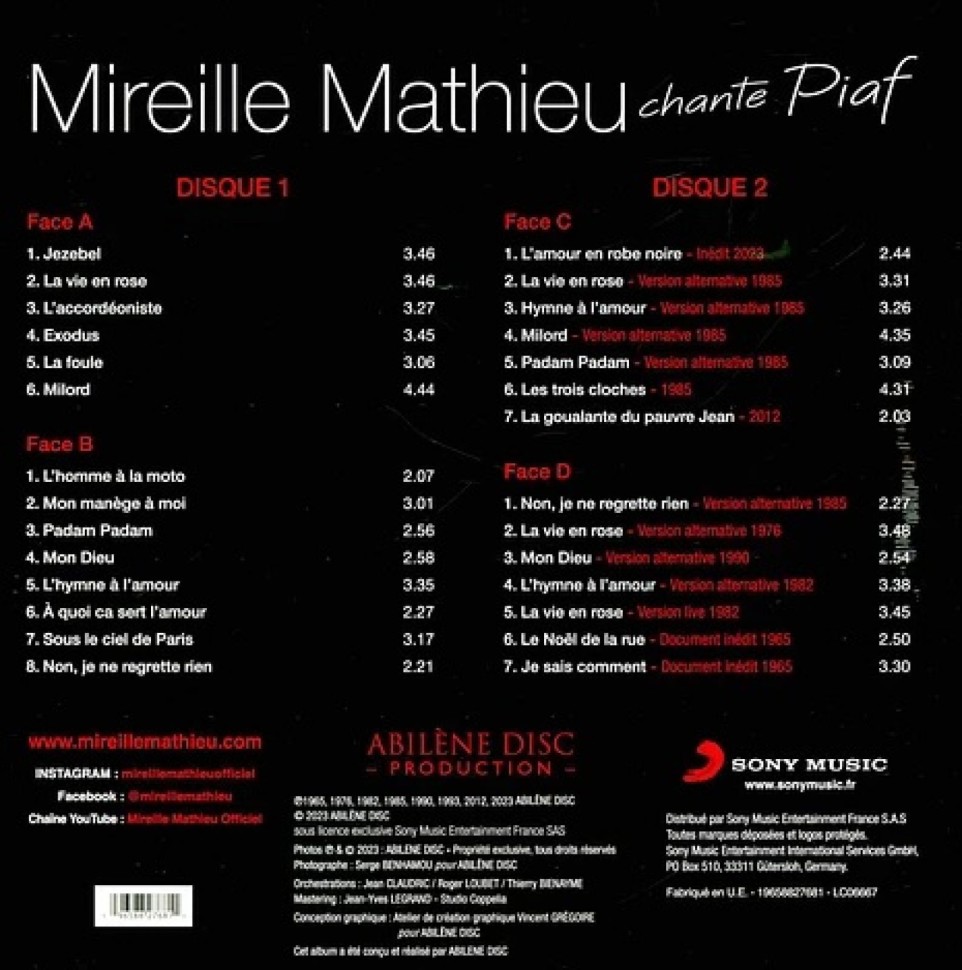 Mireille Mathieu - Chante Piaf (2LP)
