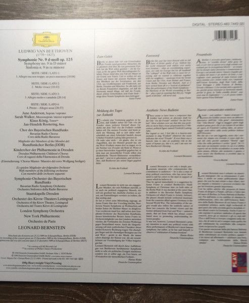 Bernstein, Beethoven. Ода Свободе. (Bernstein в Берлине). Симфония No.9 (2LP)