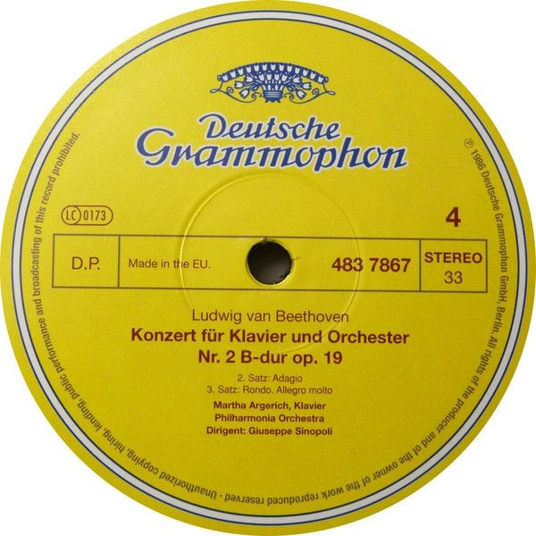 Beethoven. Martha Argerich, Giuseppe Sinopoli, Philharmonia Orchestra Концерты для фортепиано с оркестром №. 1 и 2 (2LP)