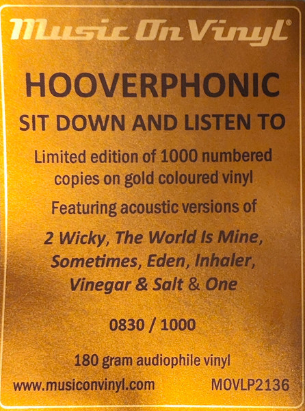 Hooverphonic - Sit Down And Listen To (Limited Edit) (Numbered) (2LP)